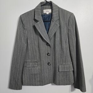 V#10 Le‎ Suit Size 6 Women's Gray With Blue Stripes Blazer